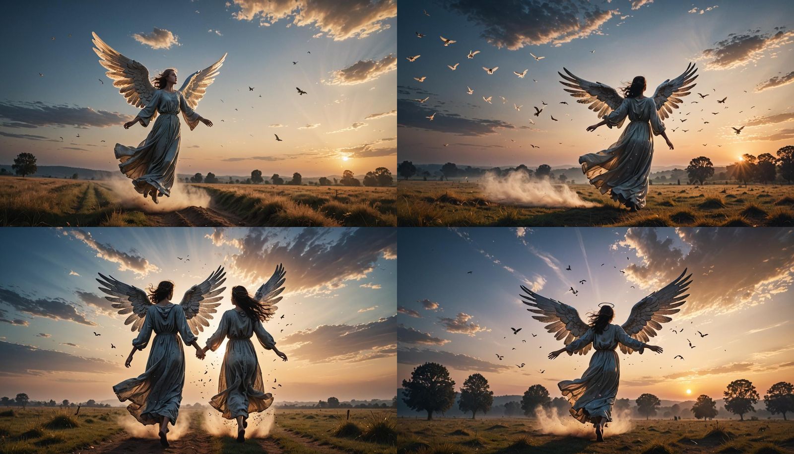 Angel Descends at Twilight with Frail Wings