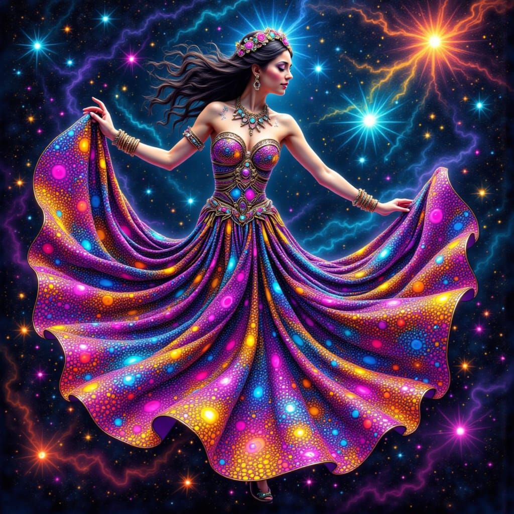 Flamenco Dancer in Nebula, Contemporary Art Style