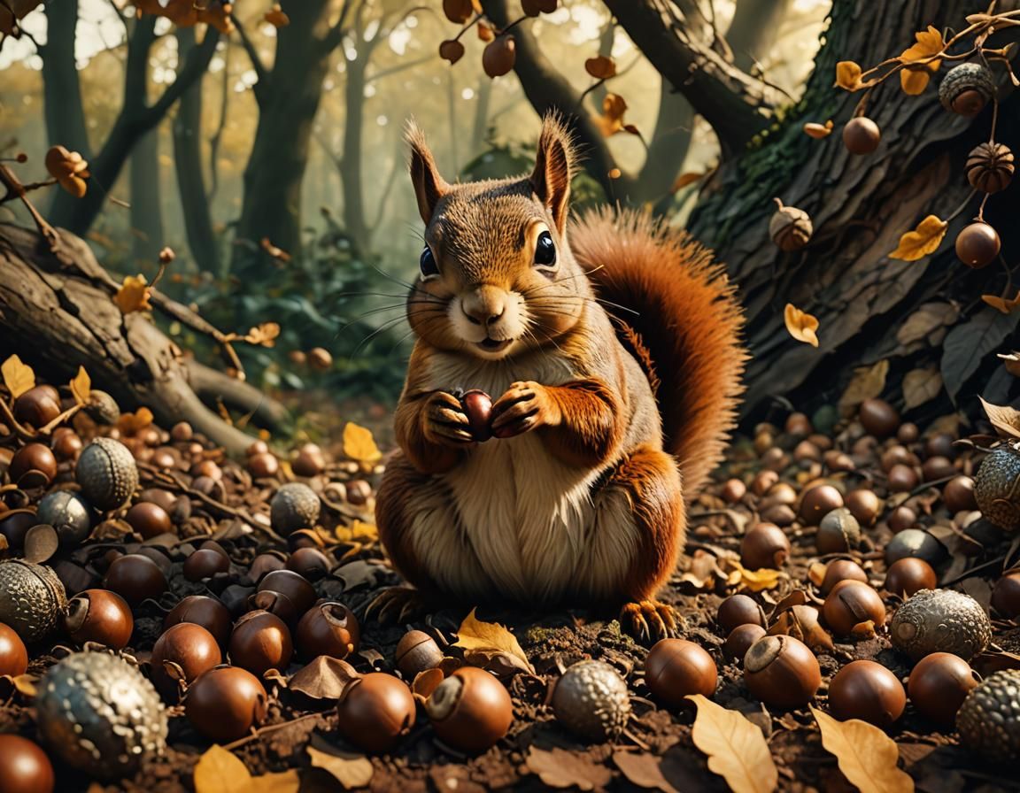 Surreal Squirrel Close-up with Ethereal Lighting