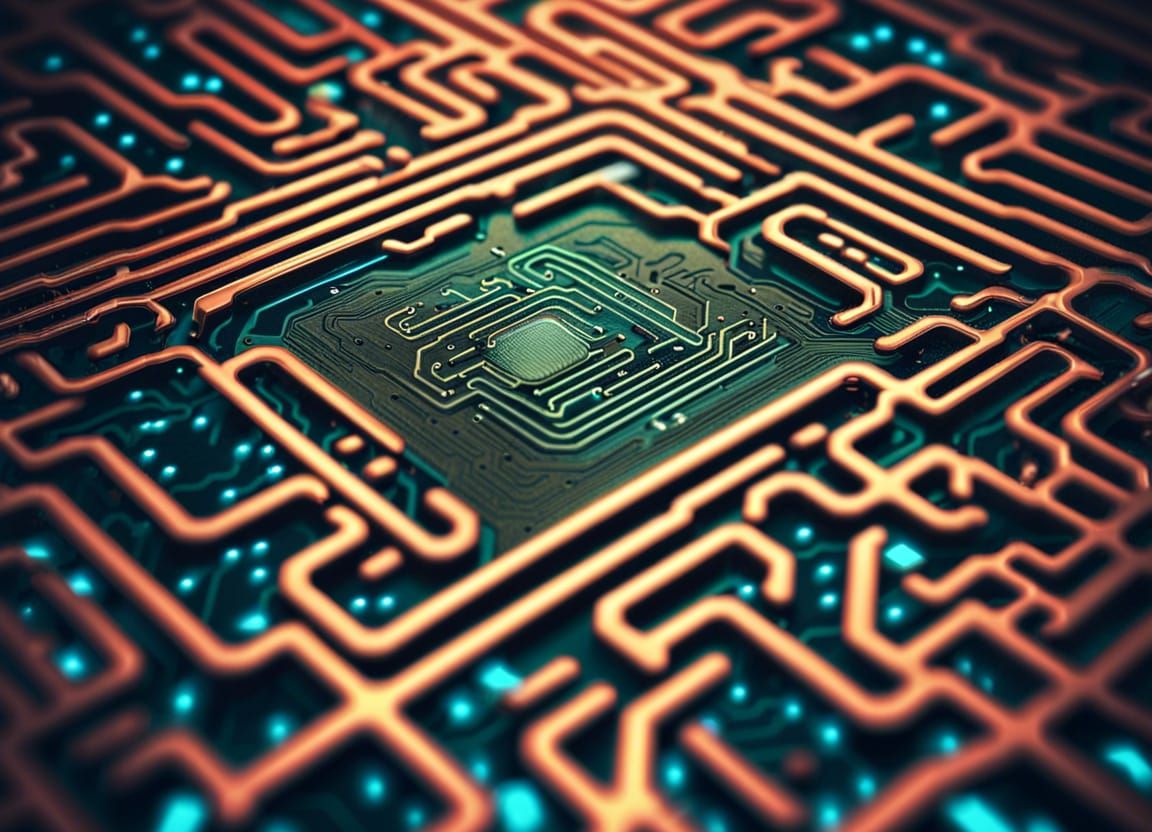 Circuit Board Maze: Intricate 8K Concept Art