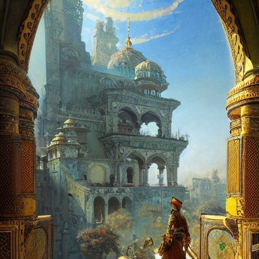 Ottoman Empire Janissary Soldier in Art Nouveau Style