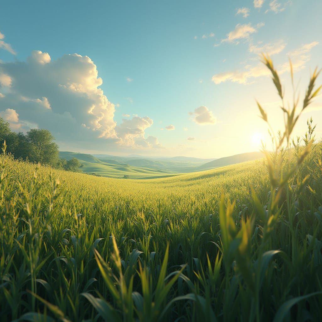 A field of Cutgrass. Waving it open air. detailed matte pain...