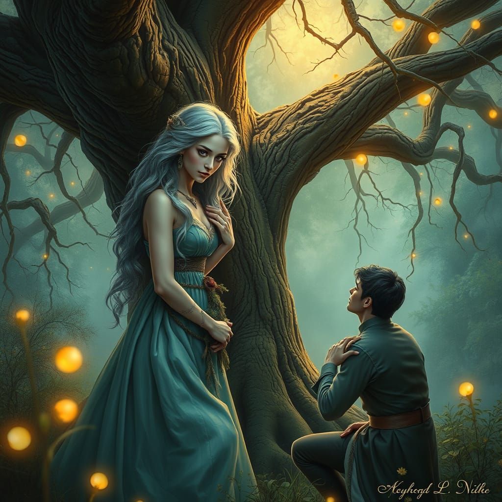 Romantic Glade Scene with Ethereal Lighting