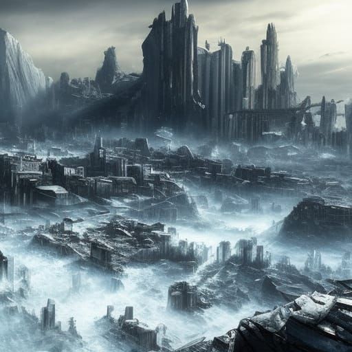 Ice Age Ruined City in Photorealistic Digital Art