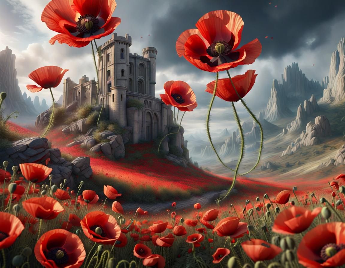 Wild Red Poppies Matte Painting