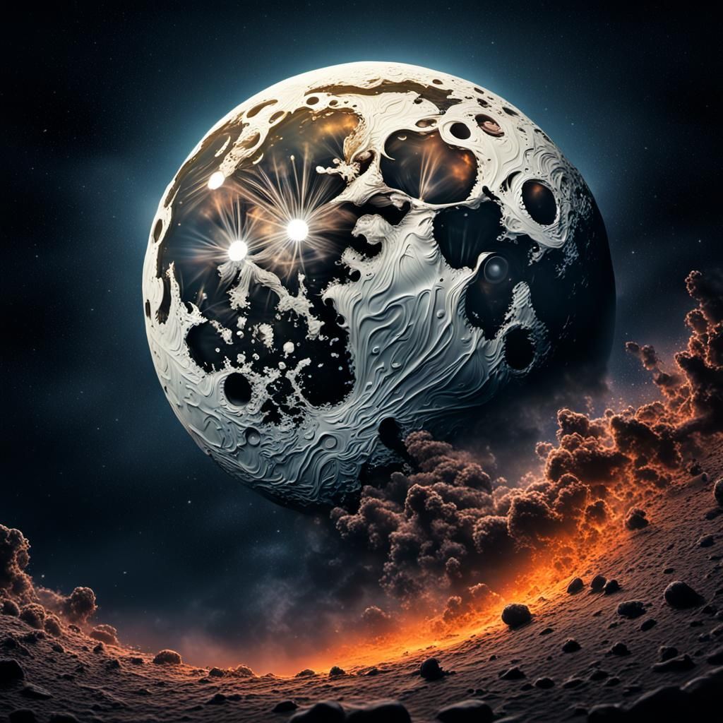 Hyperrealistic Full Moon Splash Art in Vivid Colors