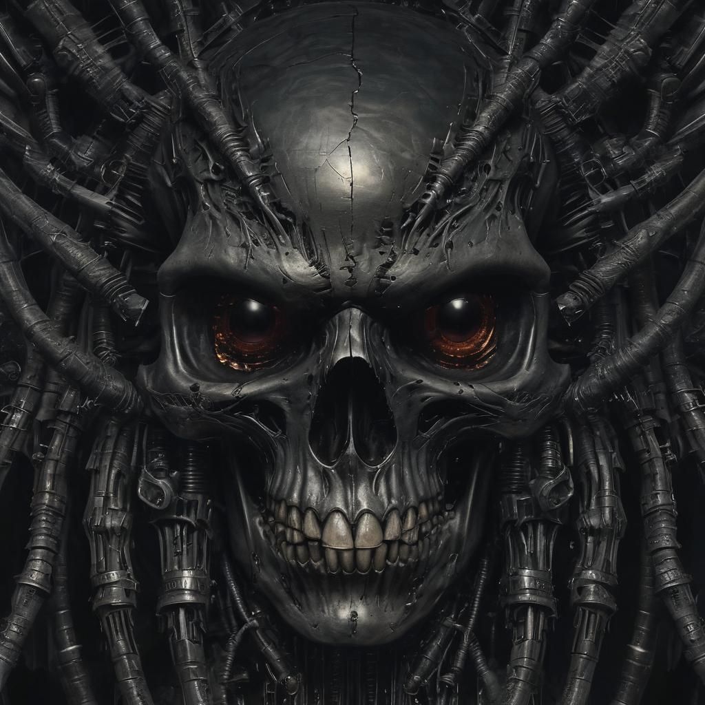 Ominous Skull with Glowing Eyes in Dark Fantasy Style