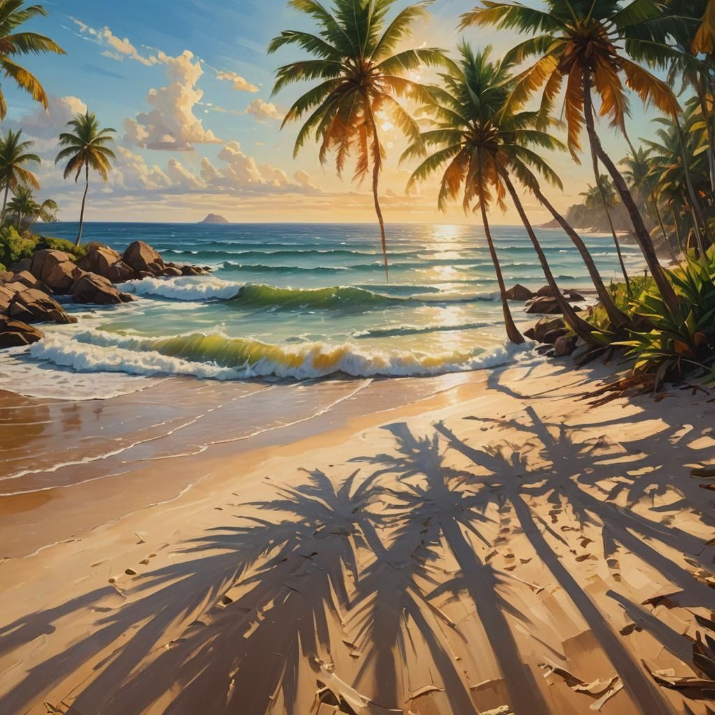 Brazilian Coastal Landscape: Vibrant Oil Painting