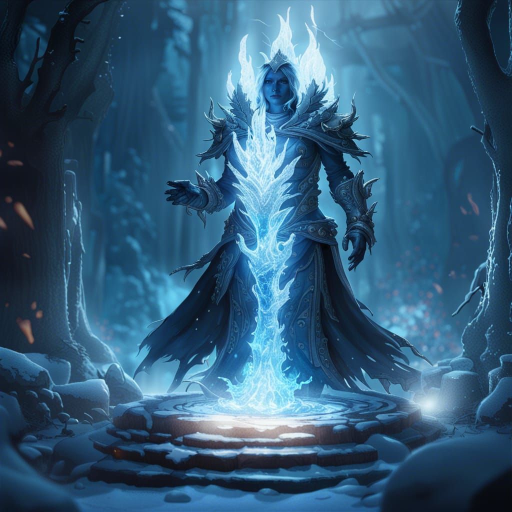 Ray of Frost Spell in Dark Fantasy Style