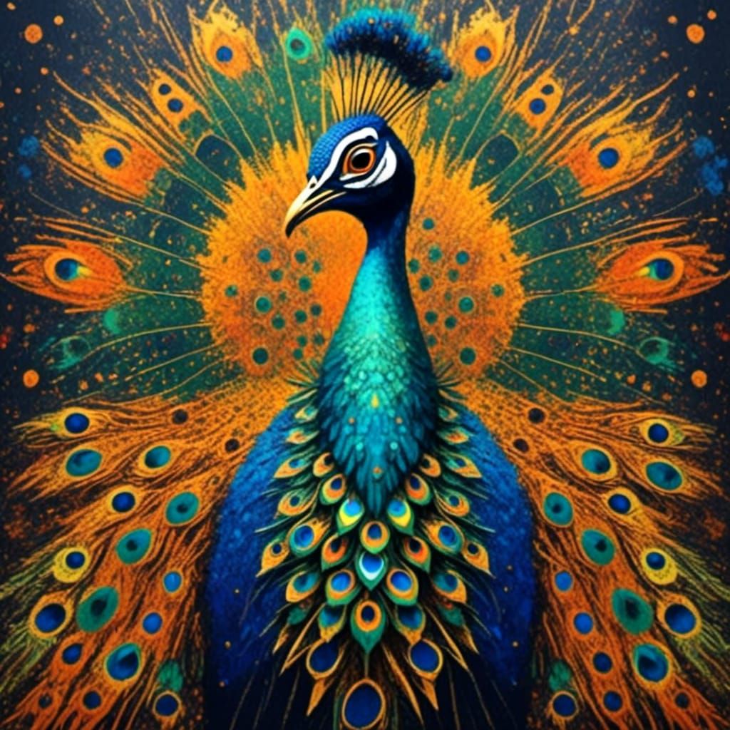 Colorful Peacock in Modern Digital Art Style