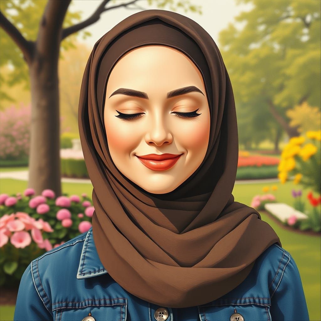 Minimalist Oil Painting of Woman in Hijab