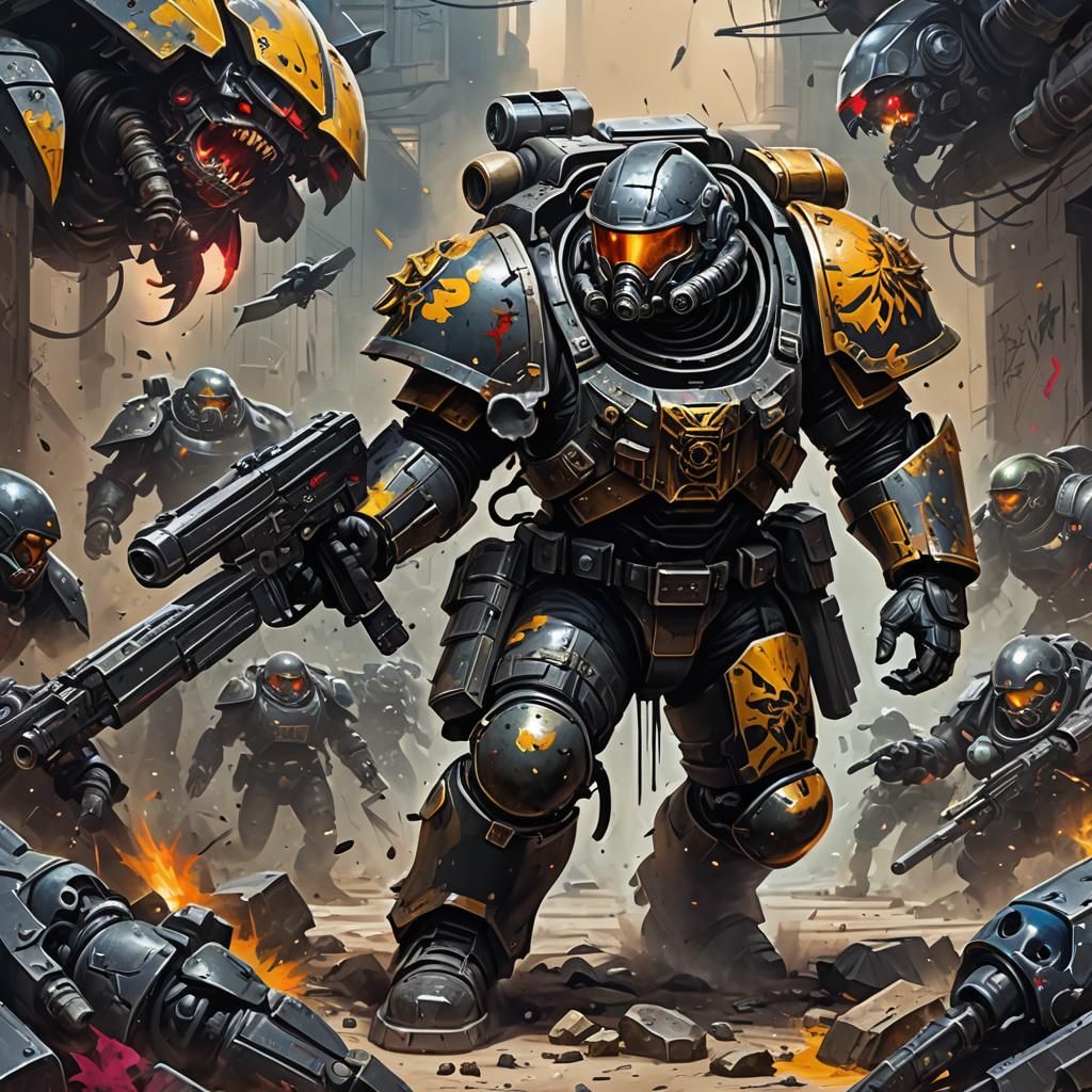 Helldivers 2 Soldier vs Terminids in Graffiti Art