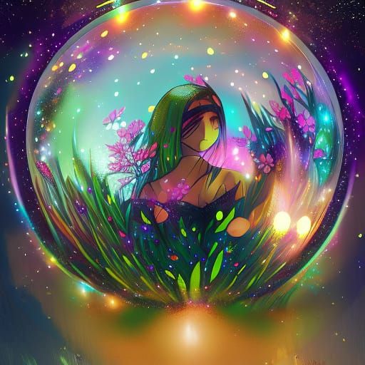 Fireflies in Glass Globe Digital Art