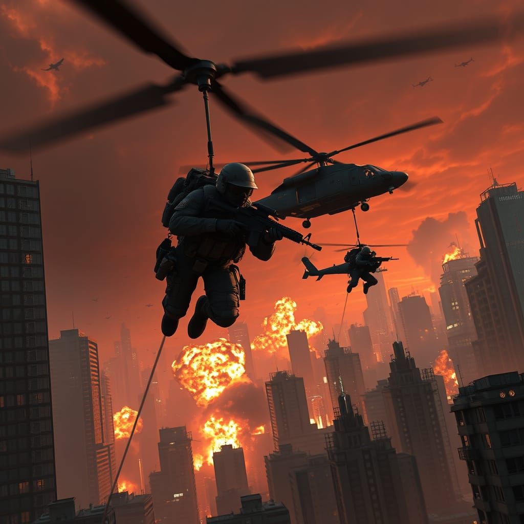 Elite Special Forces Operatives in Urban Warfare, in Cyberpu...