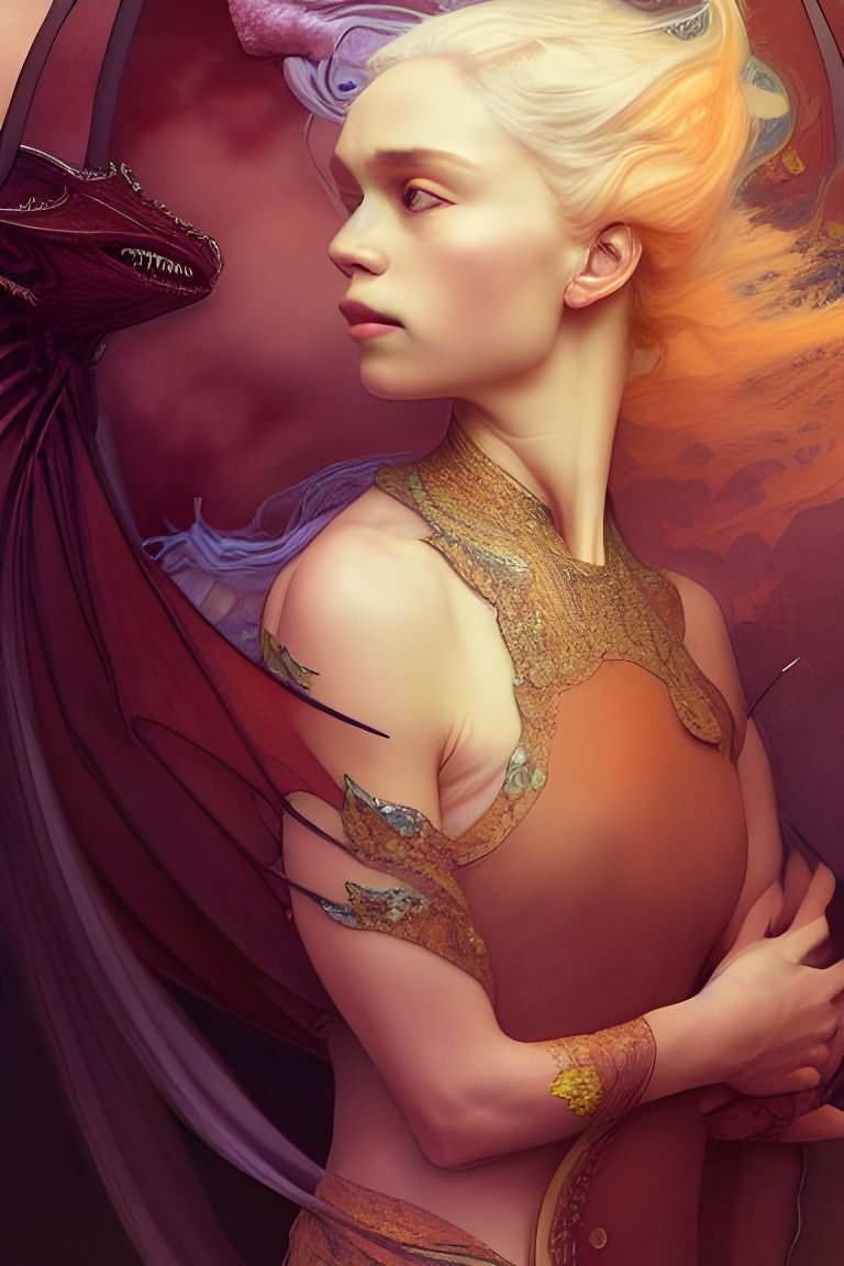 Mother of Dragons Portrait in Digital Watercolor