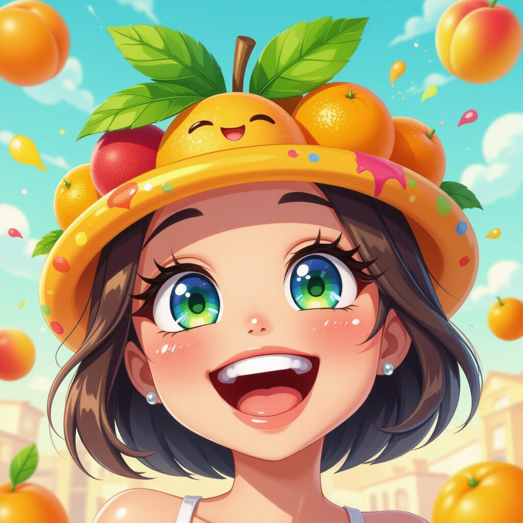 3D Anime Peach Juice Bottle Character with Big Eyes