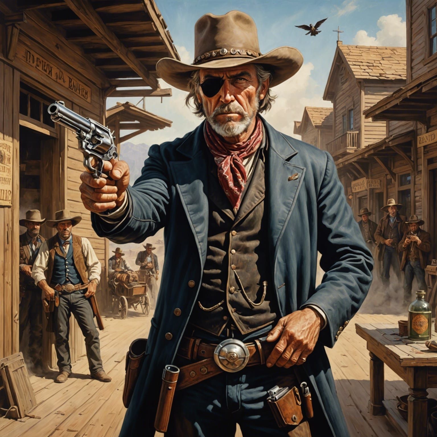 Wild West Outlaw Bank Heist: Cinematic Matte Painting