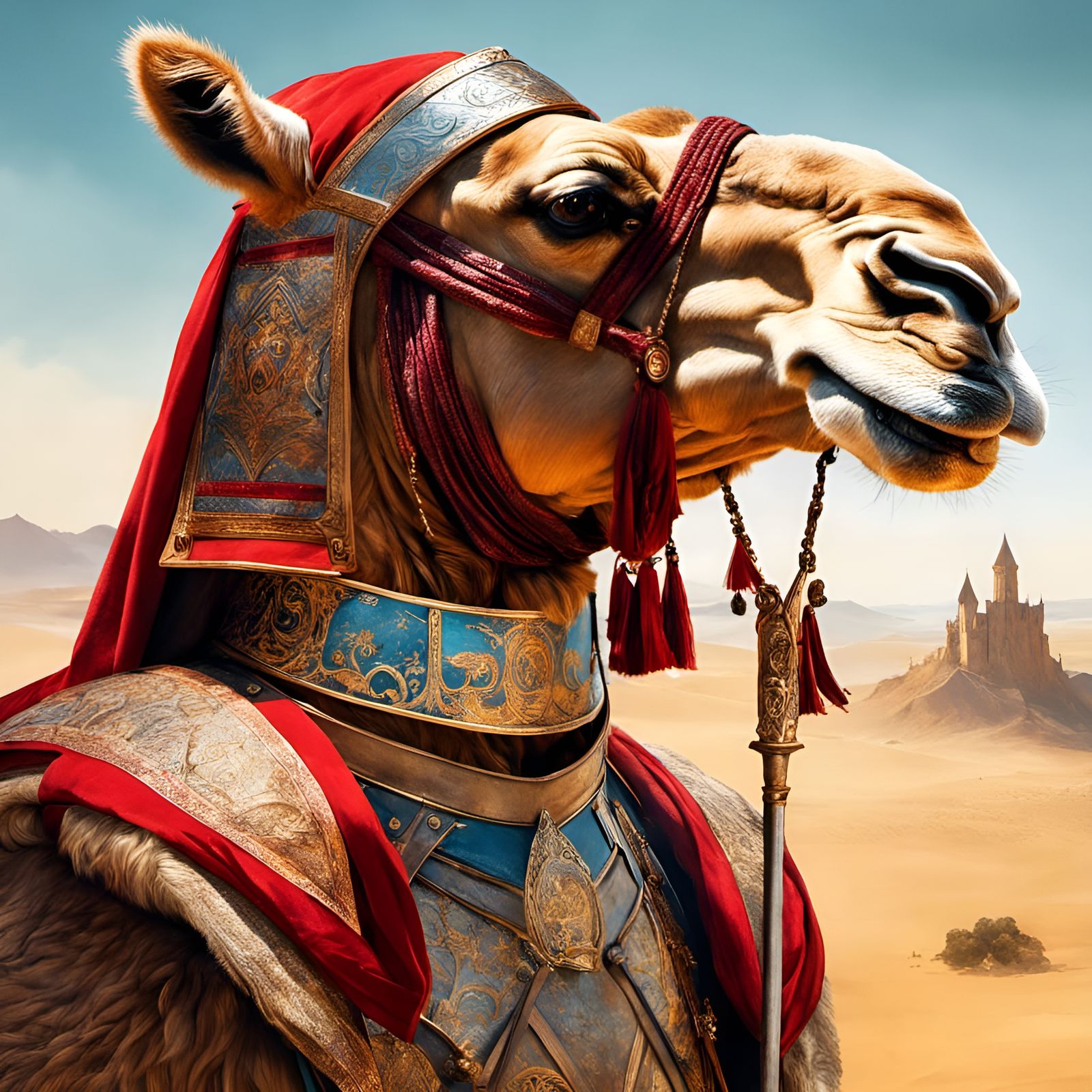 Camel Knight Portrait in Digital Art Style