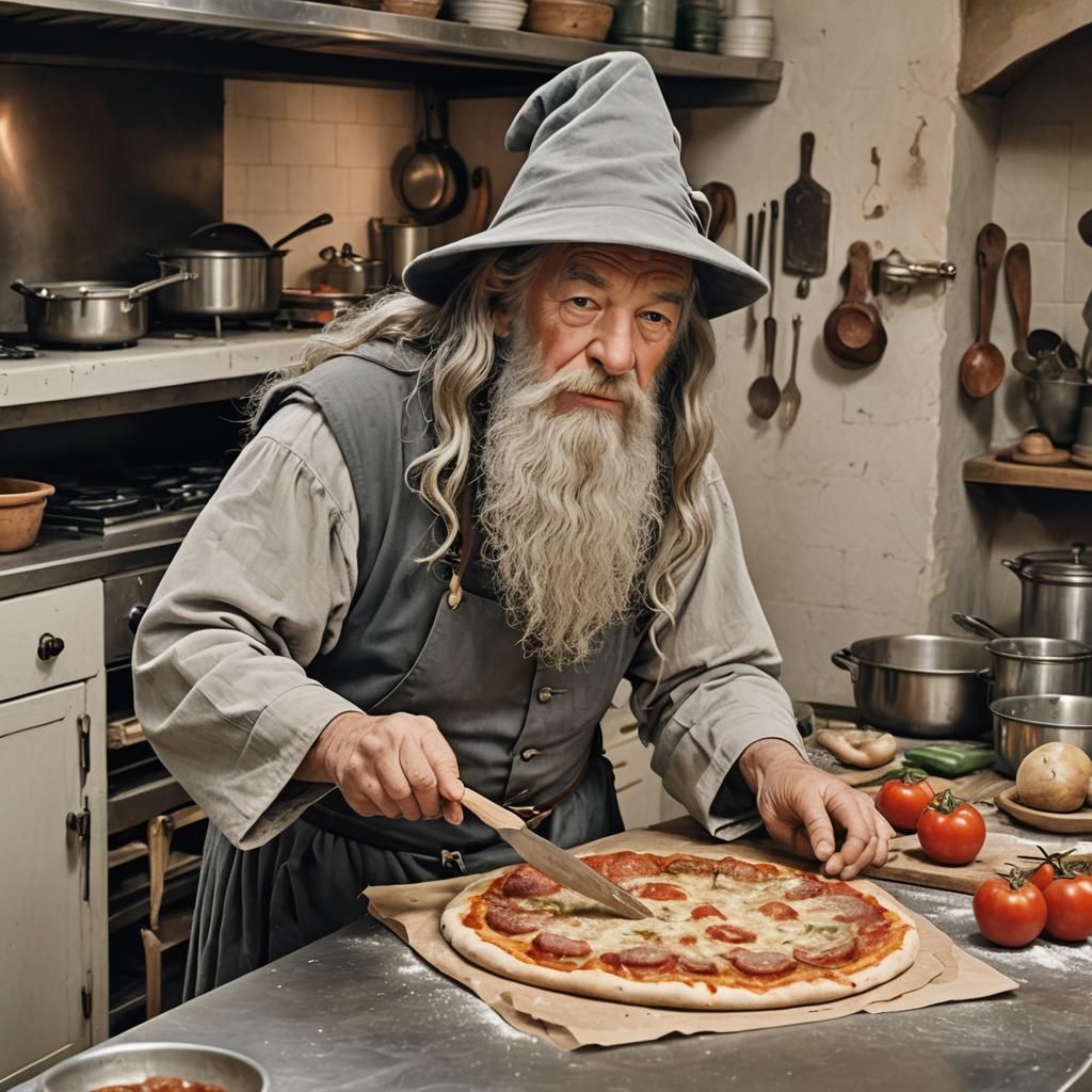 Gandalf Bakes Pizza in Italian Kitchen