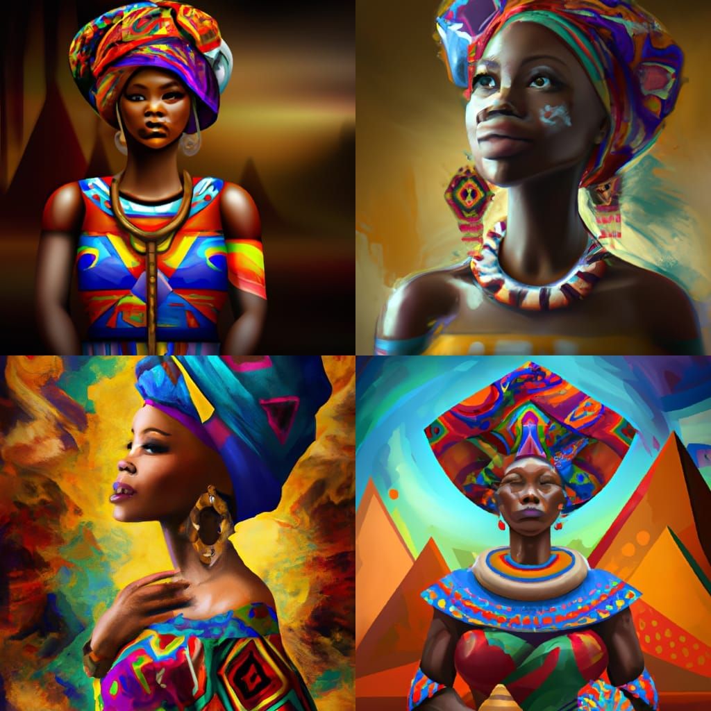 Colorful African Woman in Detailed Matte Painting