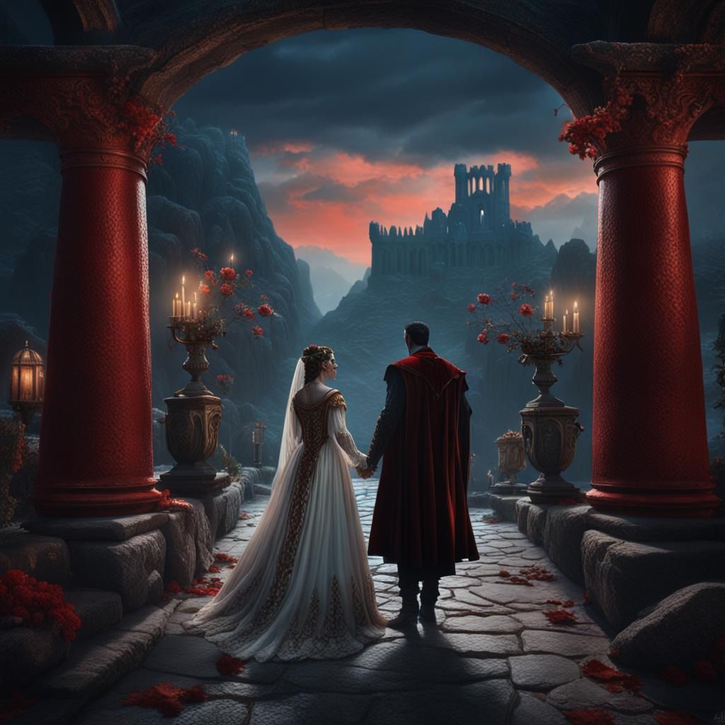 Dracula and His Bride: Detailed Fantasy Art
