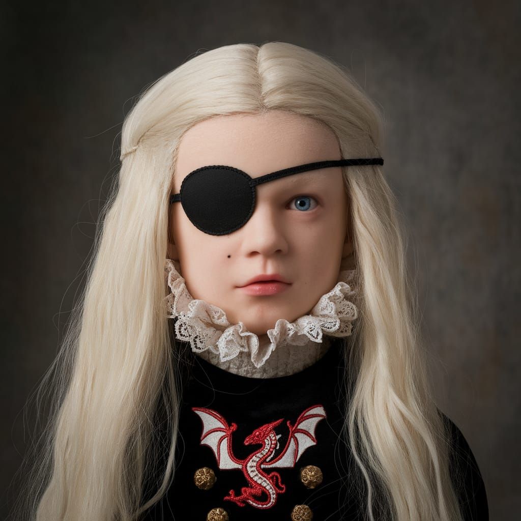 Mysterious Young Prince with Eye Patch and Dragon