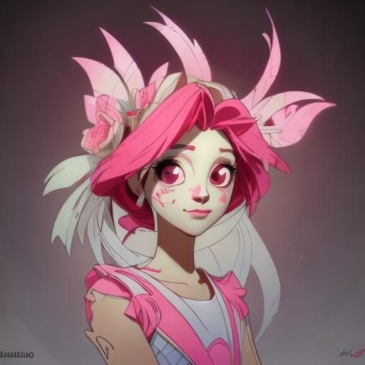 <lora:vivziepop:1.0> cute pink and white angel art by vivzie...