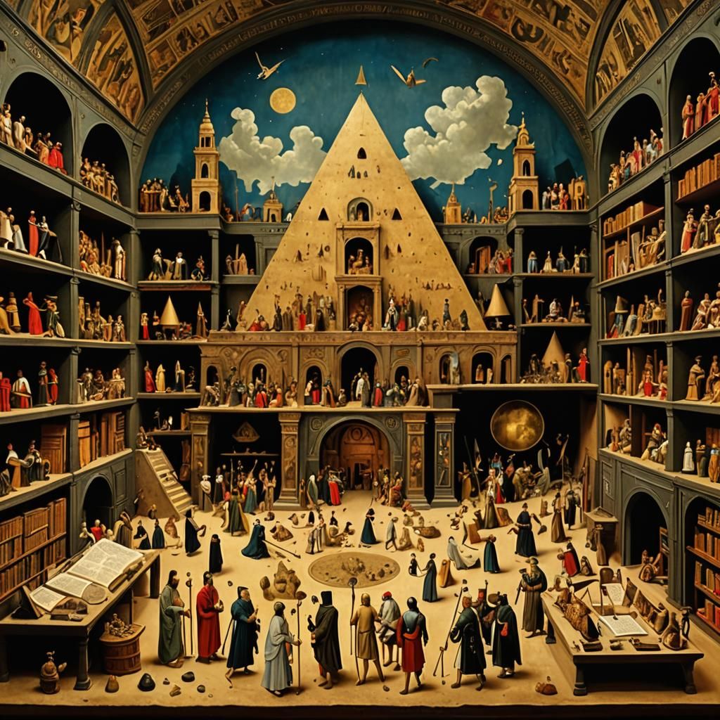 Egyptian Diorama in Library of Alexandria, Surrealist Style