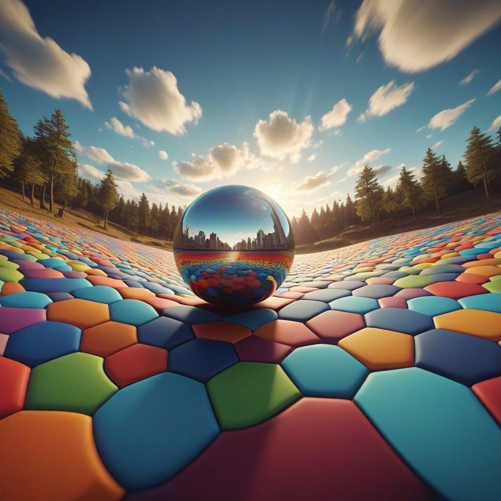 Surreal Tartan Landscape in Vibrant Perspective