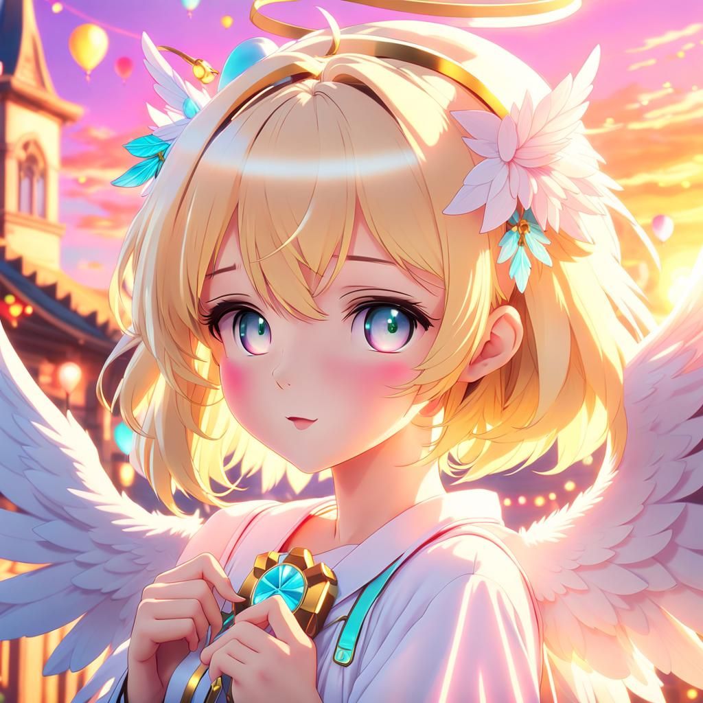 Anime Angel Birthday Celebration at Sunset