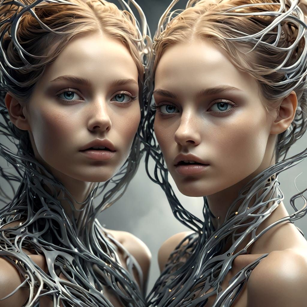 Magnetic Vision of Intertwined Female Shapes