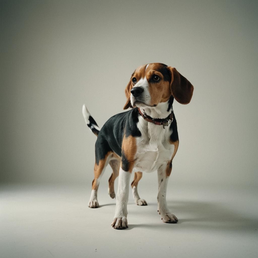 Beagle Dog Portrait in Cinematic Film Style