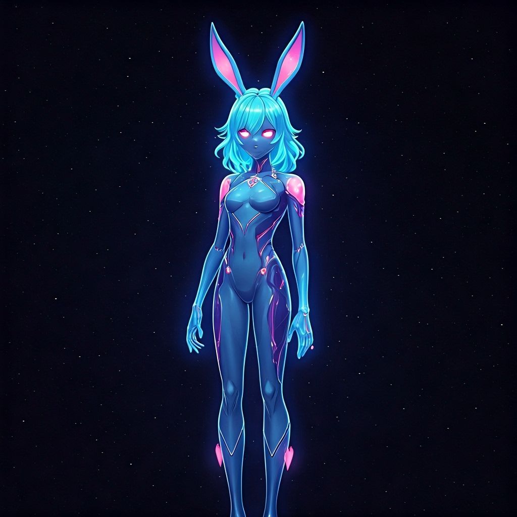 Androgynous Alien Bunny in Sci-Fi Vigilante Gear