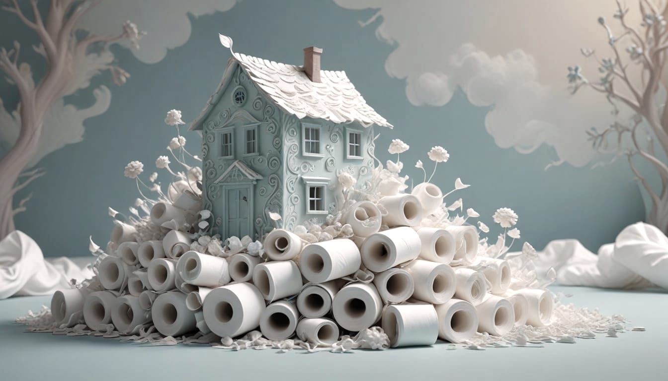 house made of rolls of toilet paper
