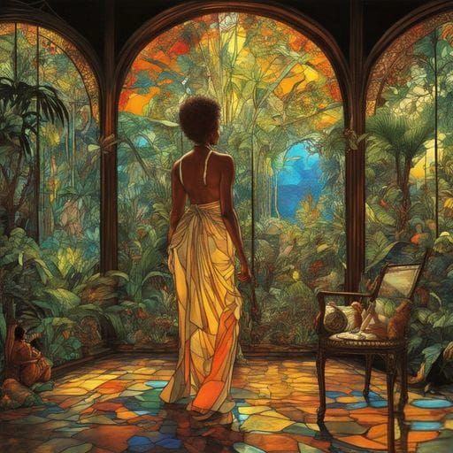 Luminous Stained Glass Portrait