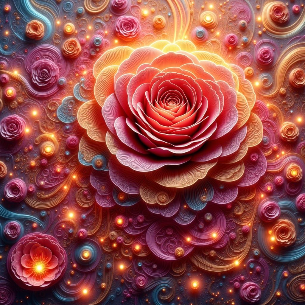 Infinite 3D Rose Petals in Neural Overdrive Style