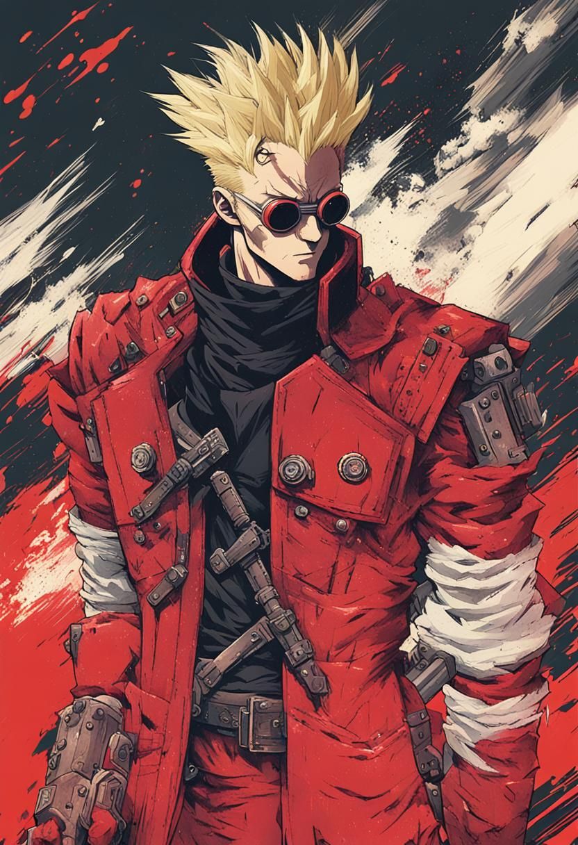 Vash the Stampede in Retrofuturistic Anime Style