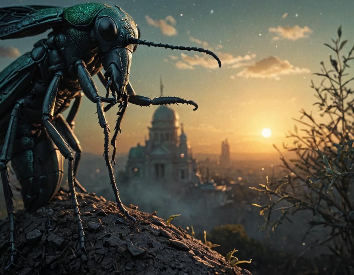 Hyperrealistic Weevil in Dramatic Apocalypse