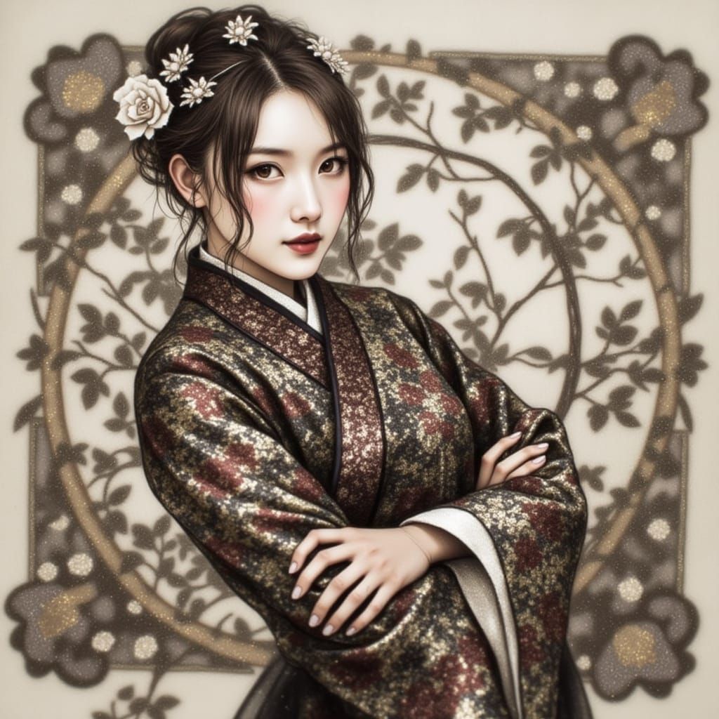 Elegant Brocade Pattern with Earth and Eastwind Motifs