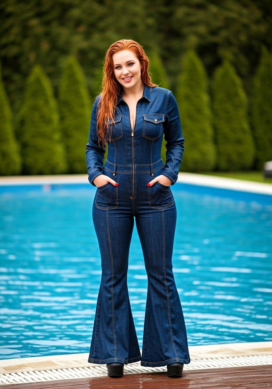 Sultry Ginger Hourglass Goddess by the Infinity Pool