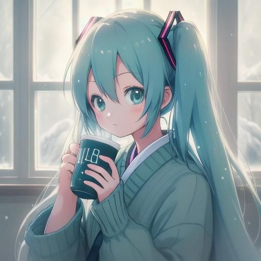 Hatsune Miku in Nordic Sweater, Digital Anime Art