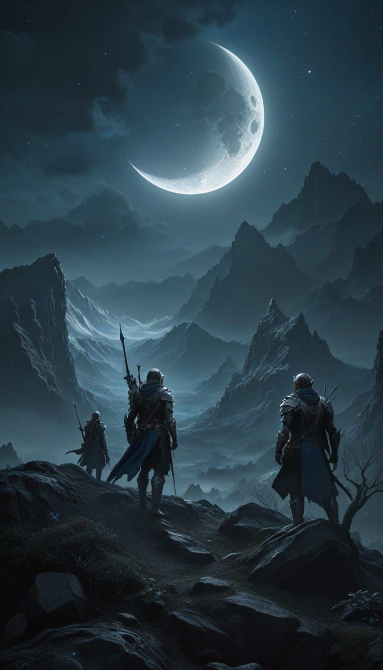 Elven Warrior in Moonlit Realm
