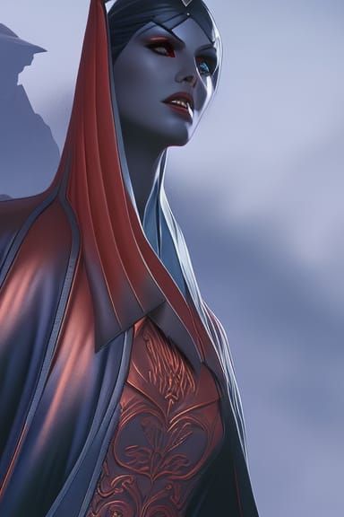 Menacing Vampire Count Dracula in Gothic Horror Style