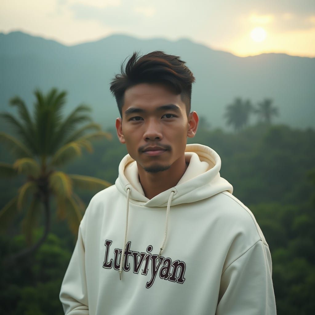 Gentle Javanese Man in Bali Landscape