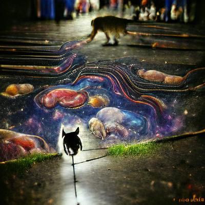 Cat Walking Through the Universe