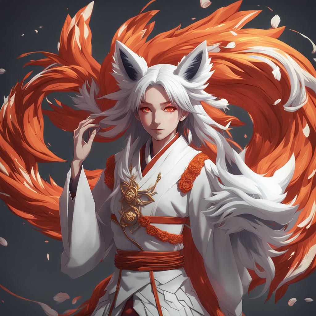 Nine-Tailed Fox Woman in 3D Anime Art
