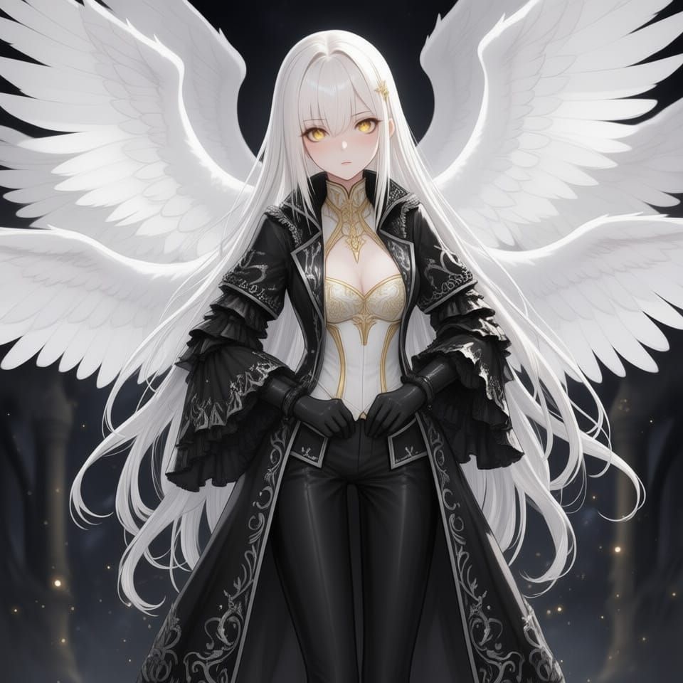 Angel Gabriel in Gothic Style with White Wings