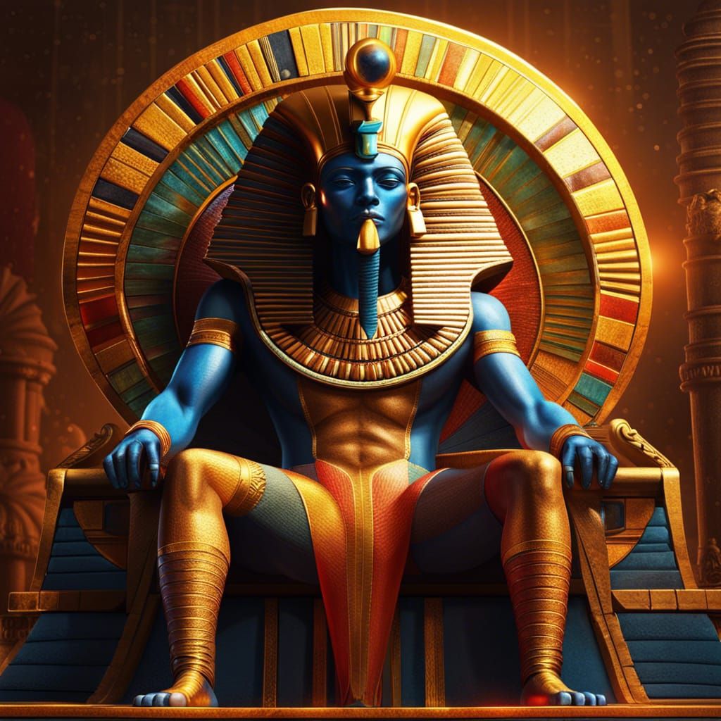 Egyptian Sun God Ra on His Throne