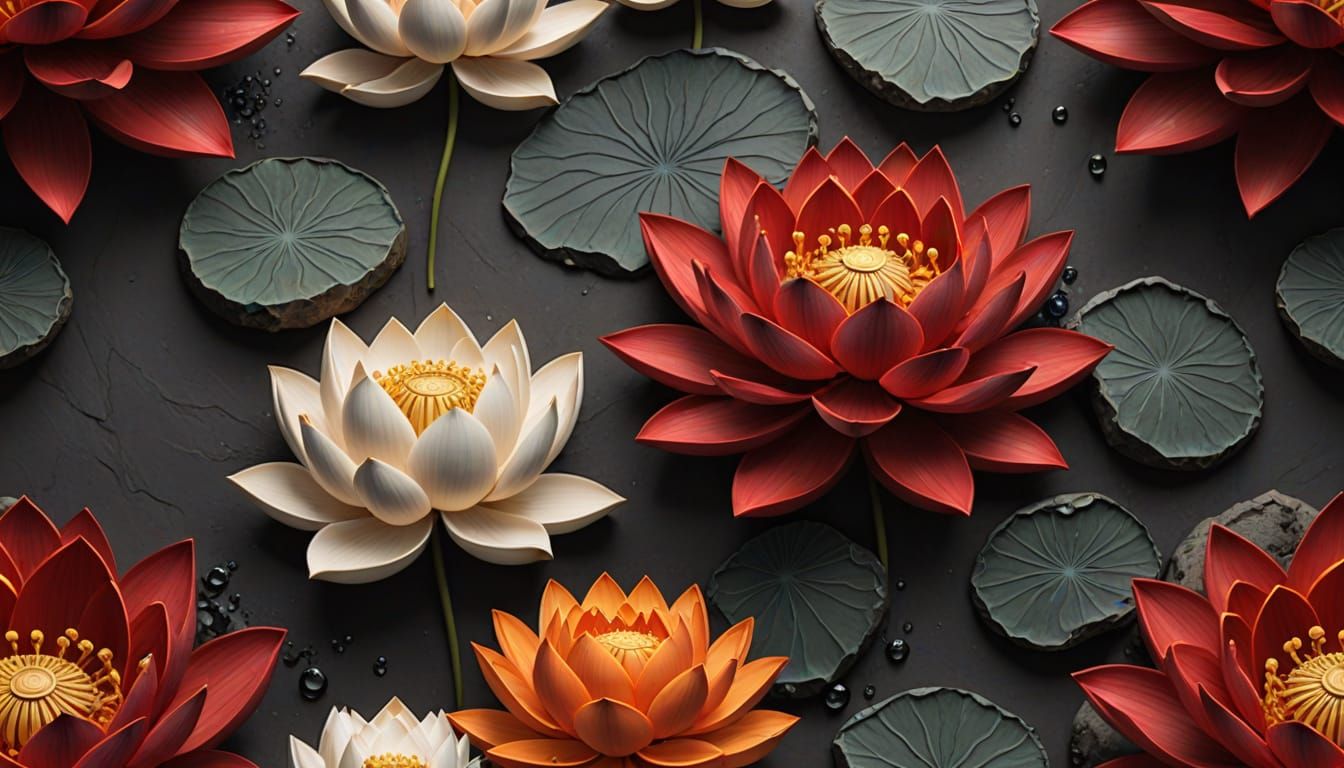 Lotus Blooms in Fiery Glory with Petals of Flickering Flames