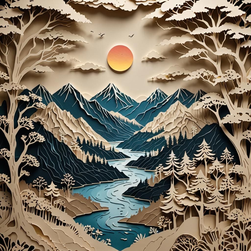 Paper-Cut Landscapes: Animals, Mountains, and Oceans